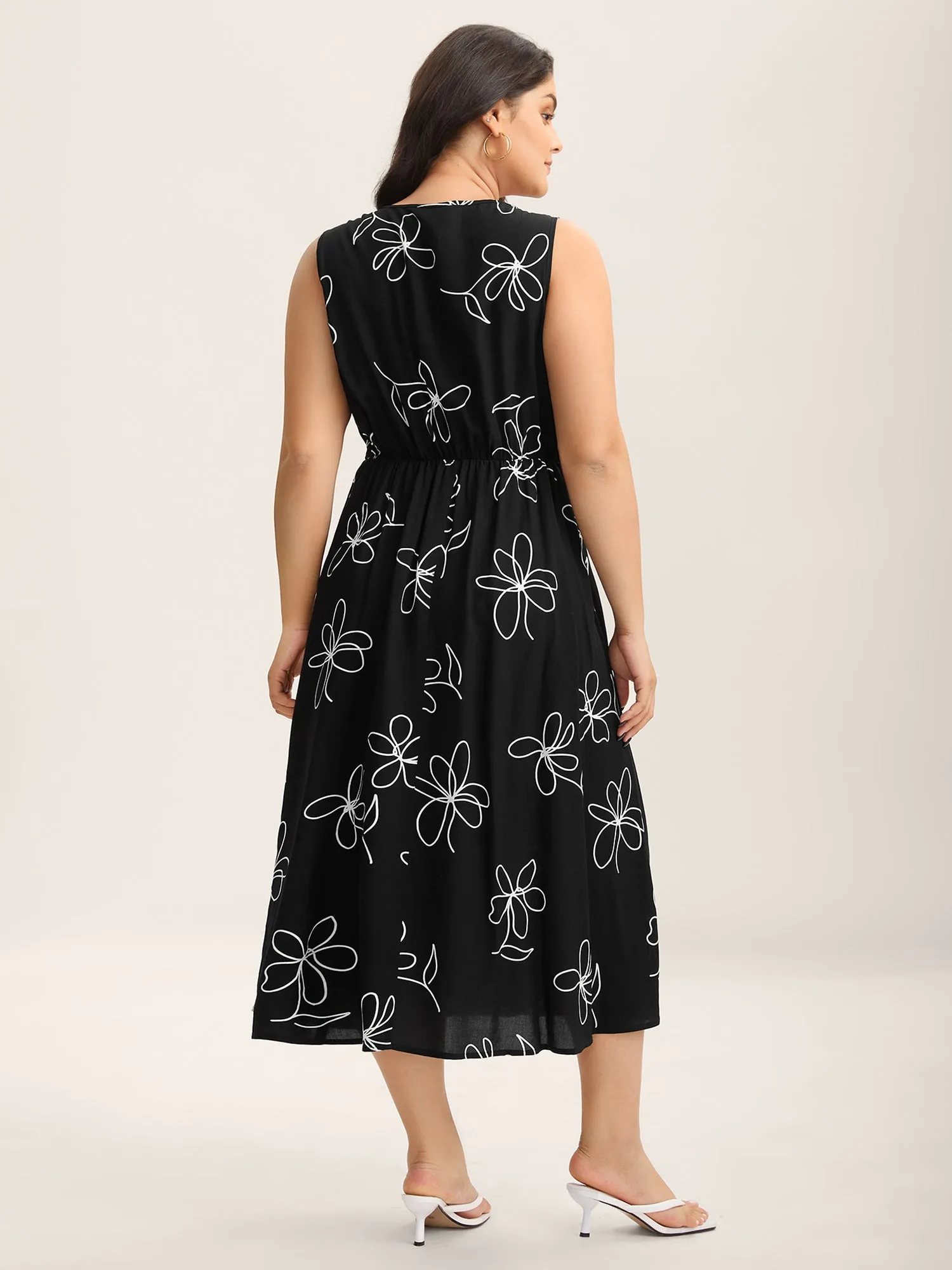 Rayon Floral Print Pockets Sleeveless Midi Dress sold by Bloomchic product image thumbnail 4