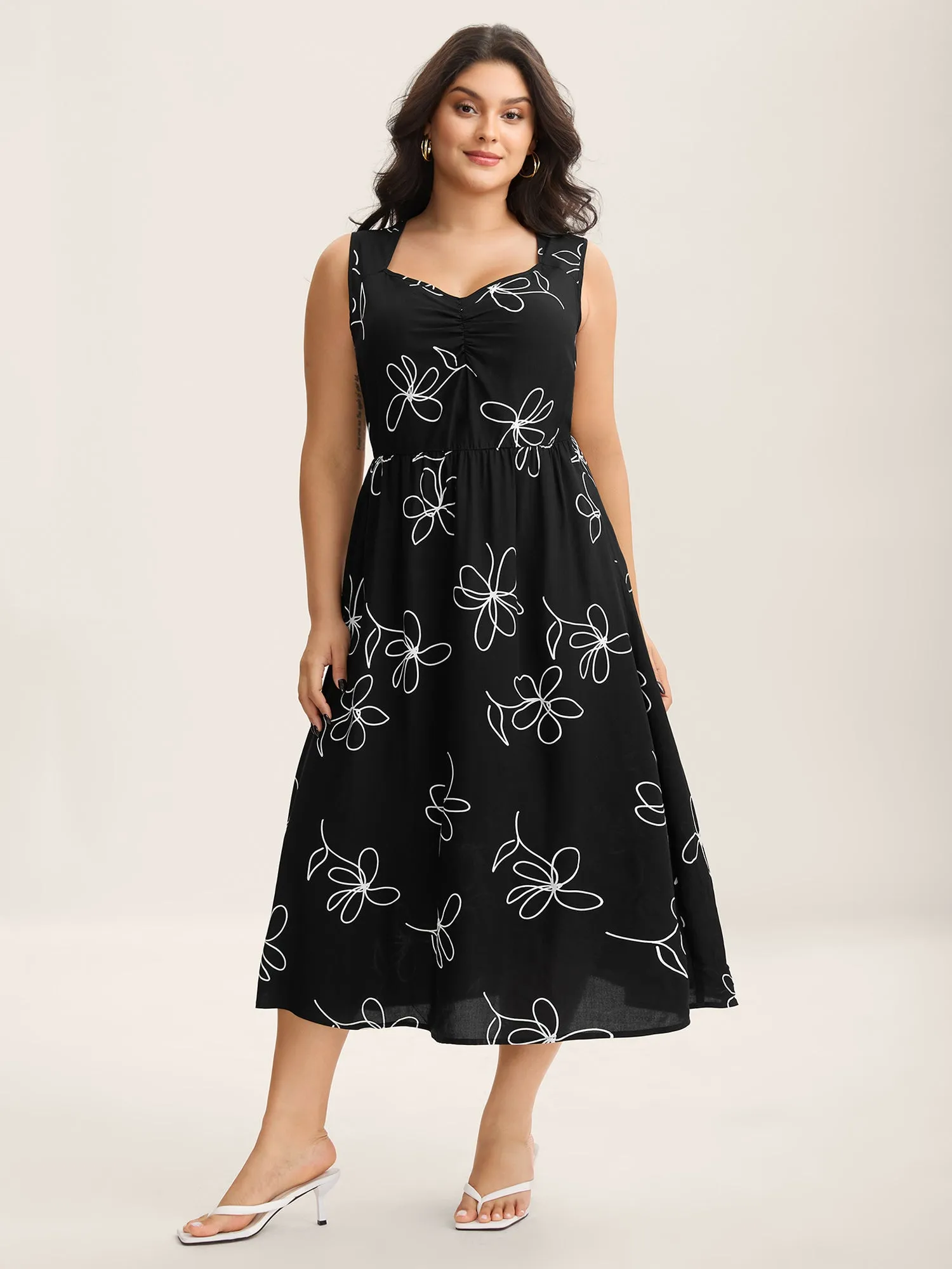 Rayon Floral Print Pockets Sleeveless Midi Dress sold by Bloomchic product image thumbnail 3