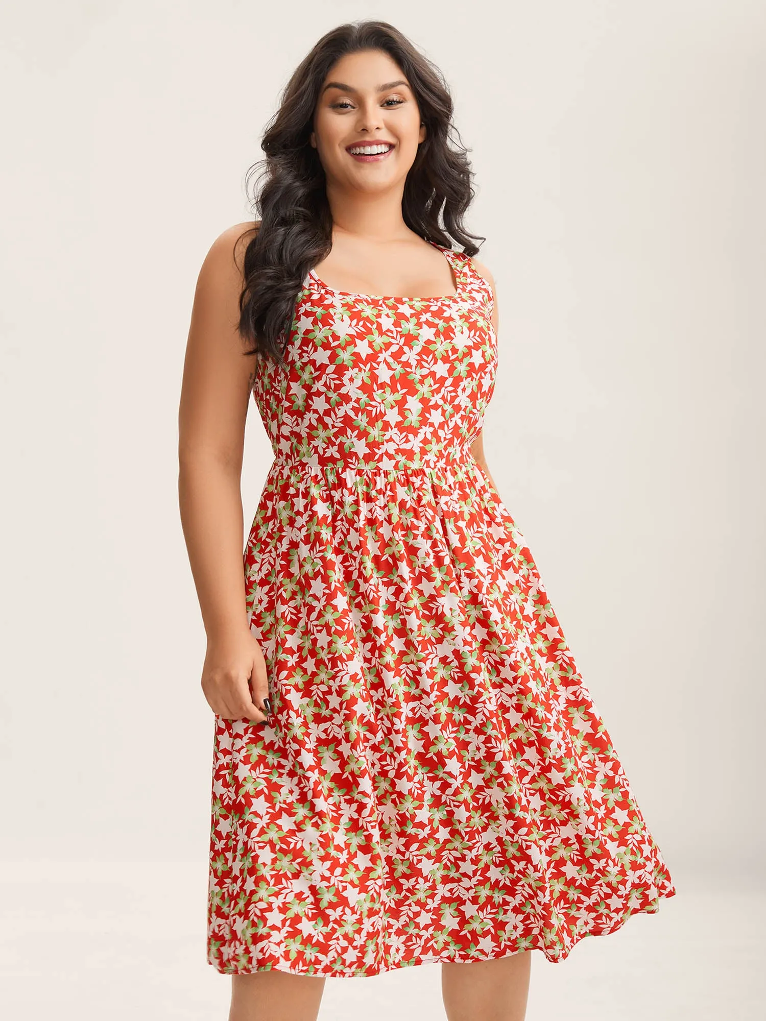 Floral Print Sleeveless Pockets Midi Dress sold by Bloomchic