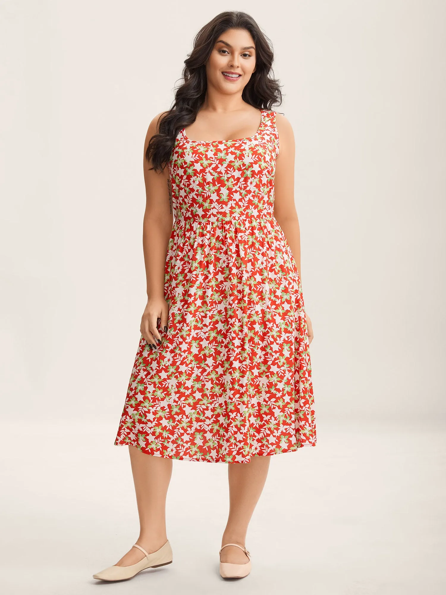Floral Print Sleeveless Pockets Midi Dress sold by Bloomchic product image thumbnail 3