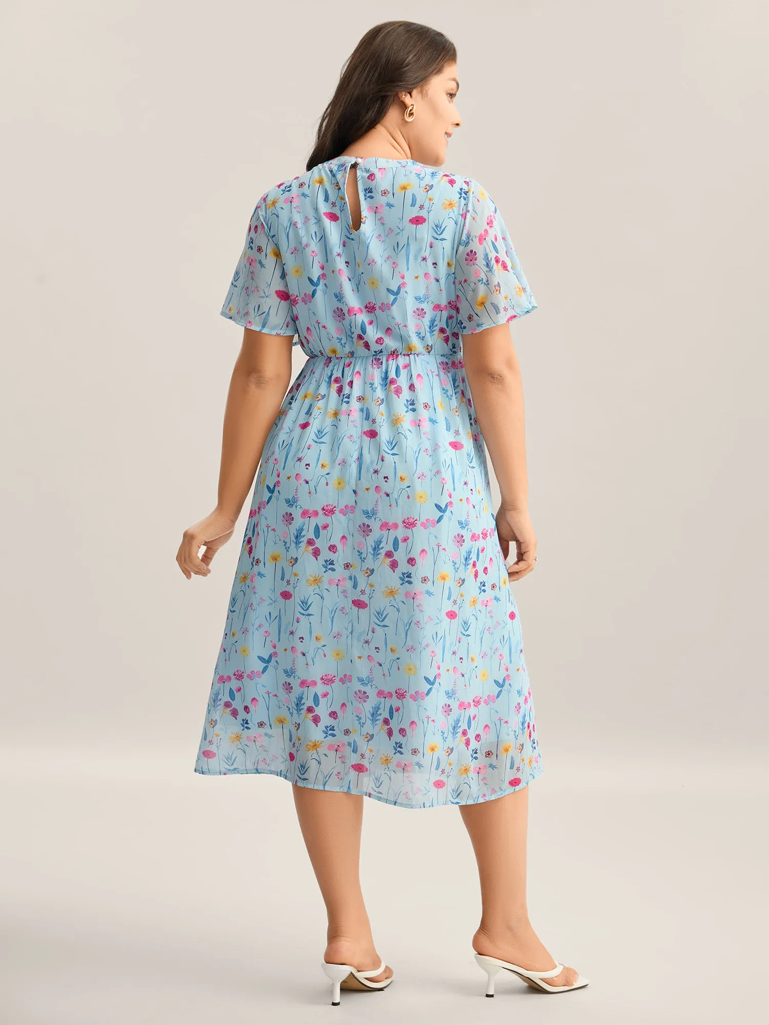 Garden Print Stretchy Sheer Midi Dress sold by Bloomchic product image thumbnail 4