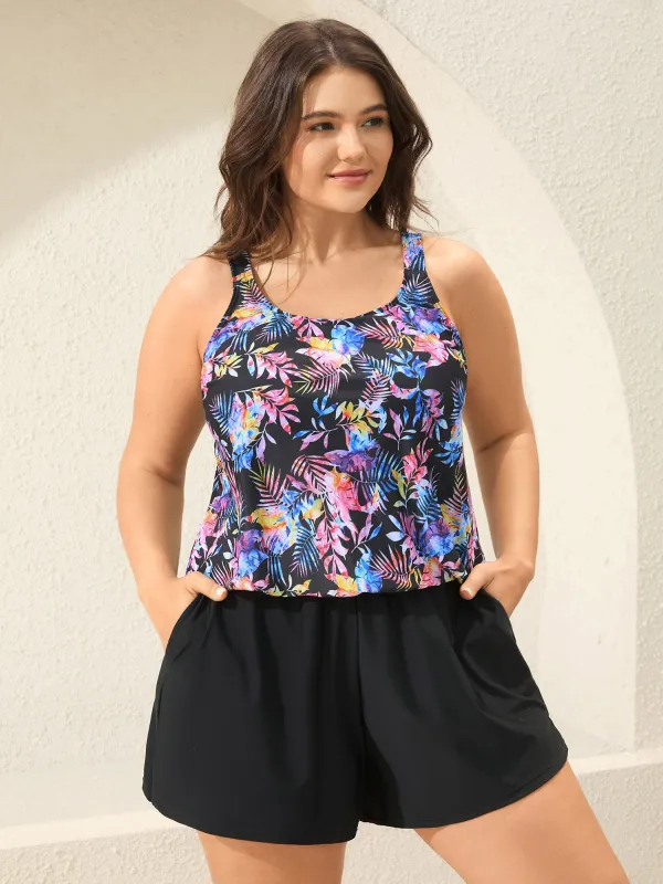 Tropical Print Slit One-Piece Swimsuit sold by Bloomchic