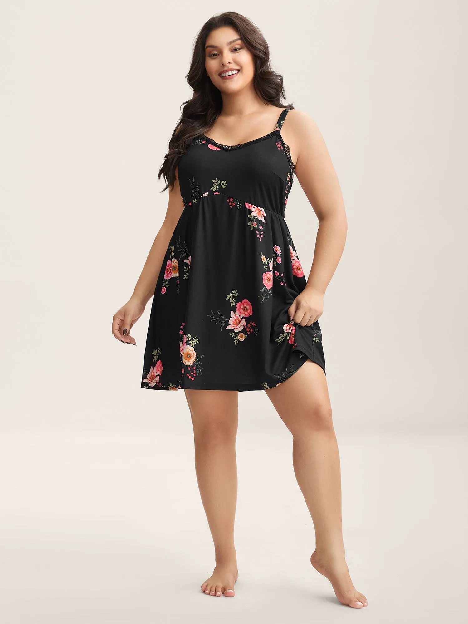 Romantic Floral Lace Spliced Loungewear sold by Bloomchic product image thumbnail 3