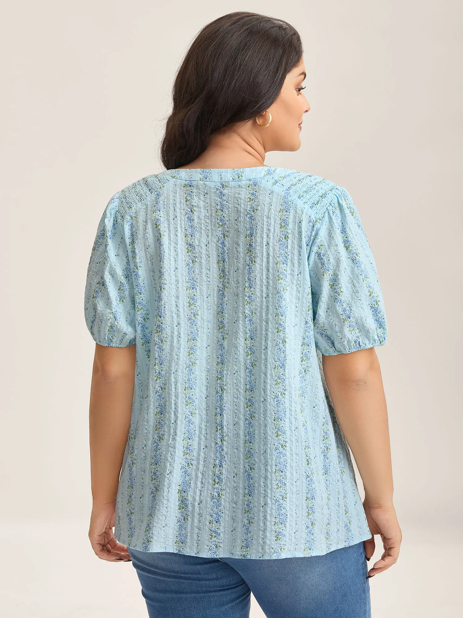 Cotton Floral Print Notched Collar Blouse sold by Bloomchic product image thumbnail 4