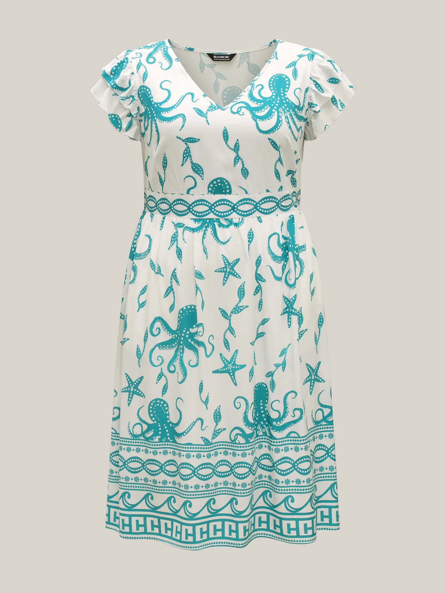 Geometric Print V Neck Midi Dress sold by Bloomchic product image thumbnail 5