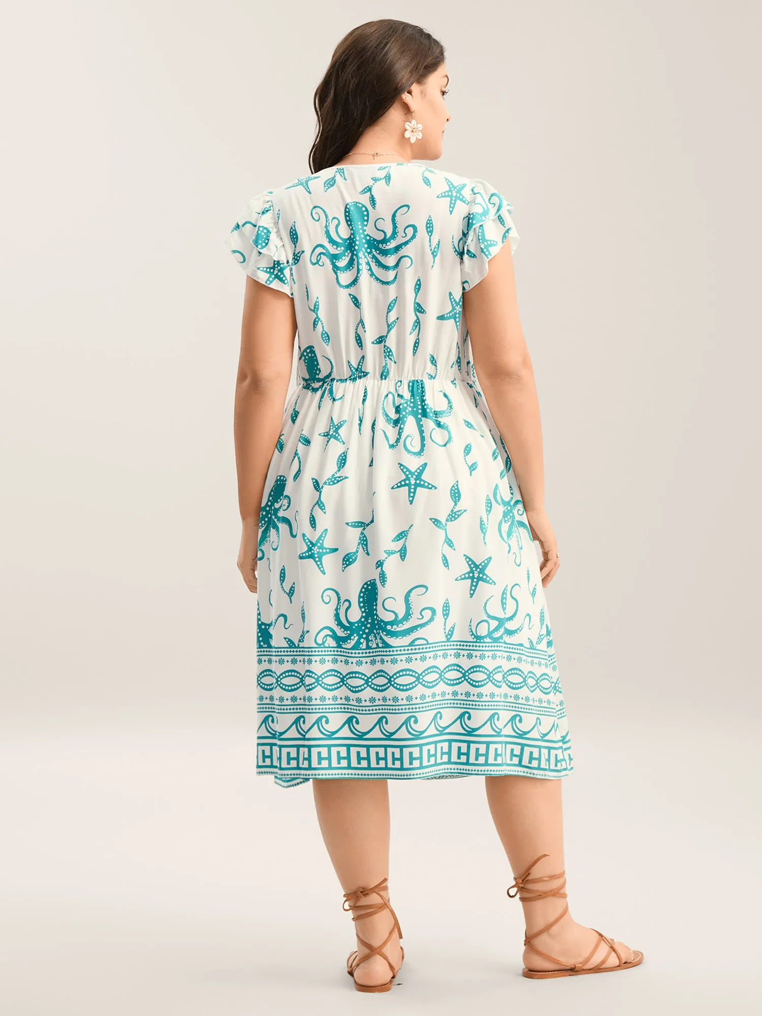 Geometric Print V Neck Midi Dress sold by Bloomchic product image thumbnail 4