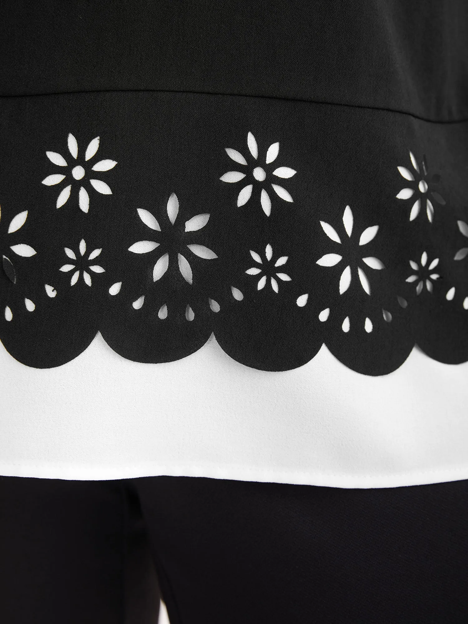 Laser Cut Patchwork Round Neck Blouse sold by Bloomchic product image thumbnail 2