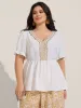 Contrast Webbing Shell Detail Blouse sold by Bloomchic