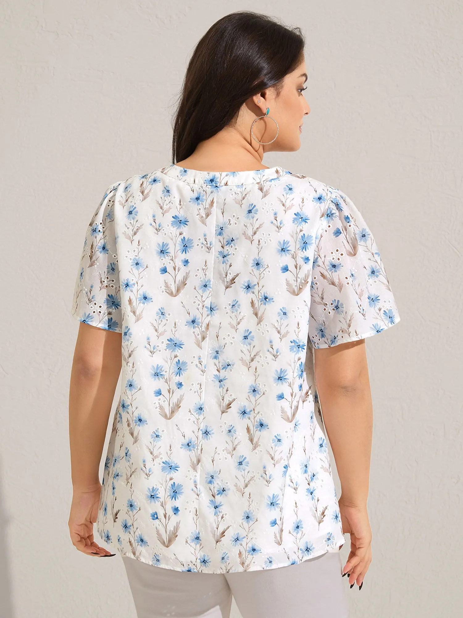 Cotton Embroidered Tassel Tie Flowy Blouse sold by Bloomchic product image thumbnail 4