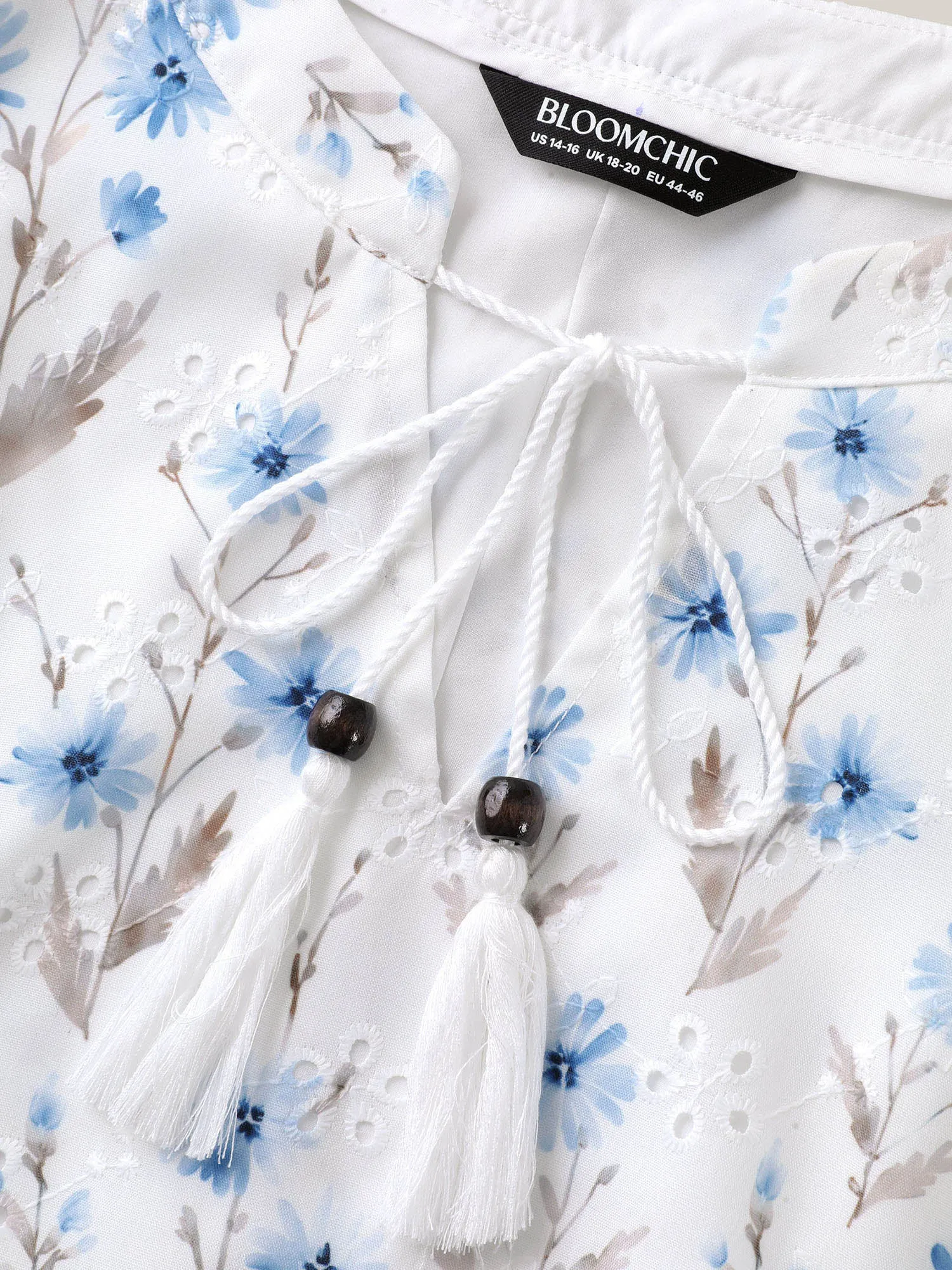 Cotton Embroidered Tassel Tie Flowy Blouse sold by Bloomchic product image thumbnail 5