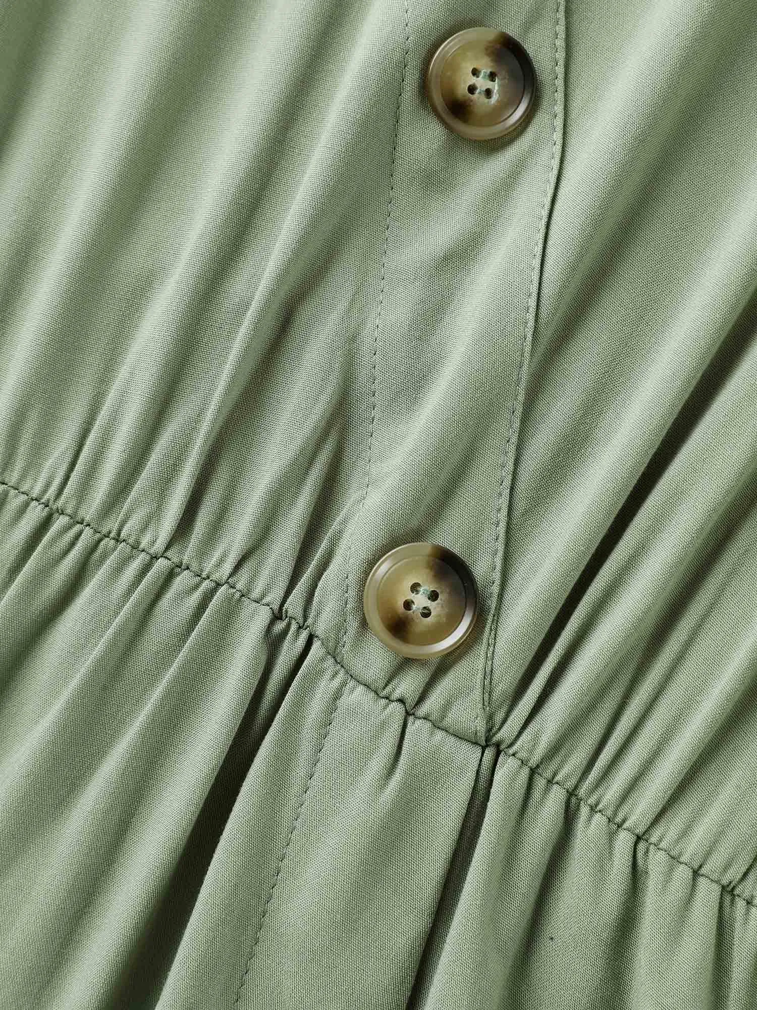 Rayon Button Detail Belted Pockets Midi Dress sold by Bloomchic product image thumbnail 5