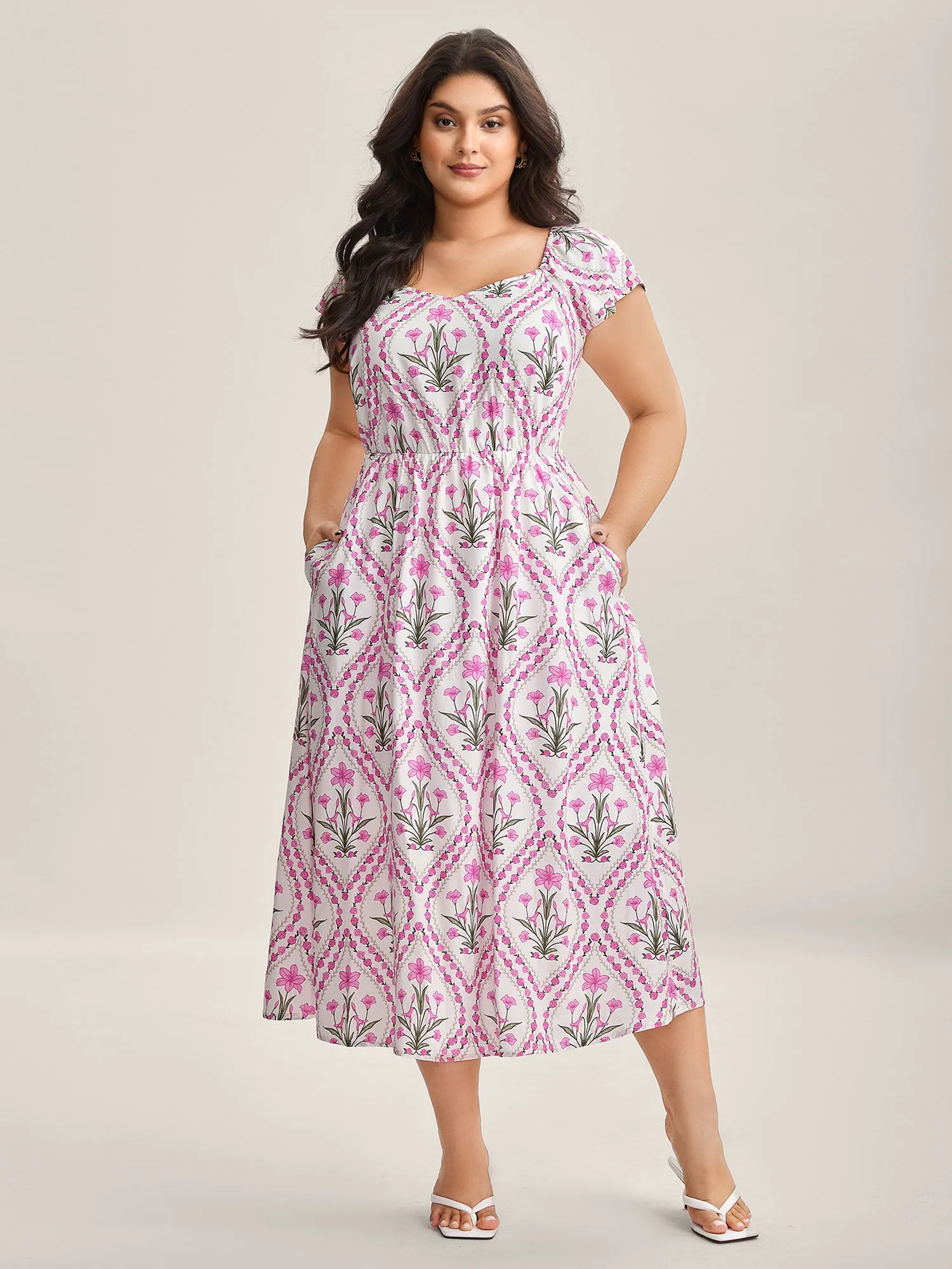 Floral Print Pockets Midi Dress sold by Bloomchic product image thumbnail 3