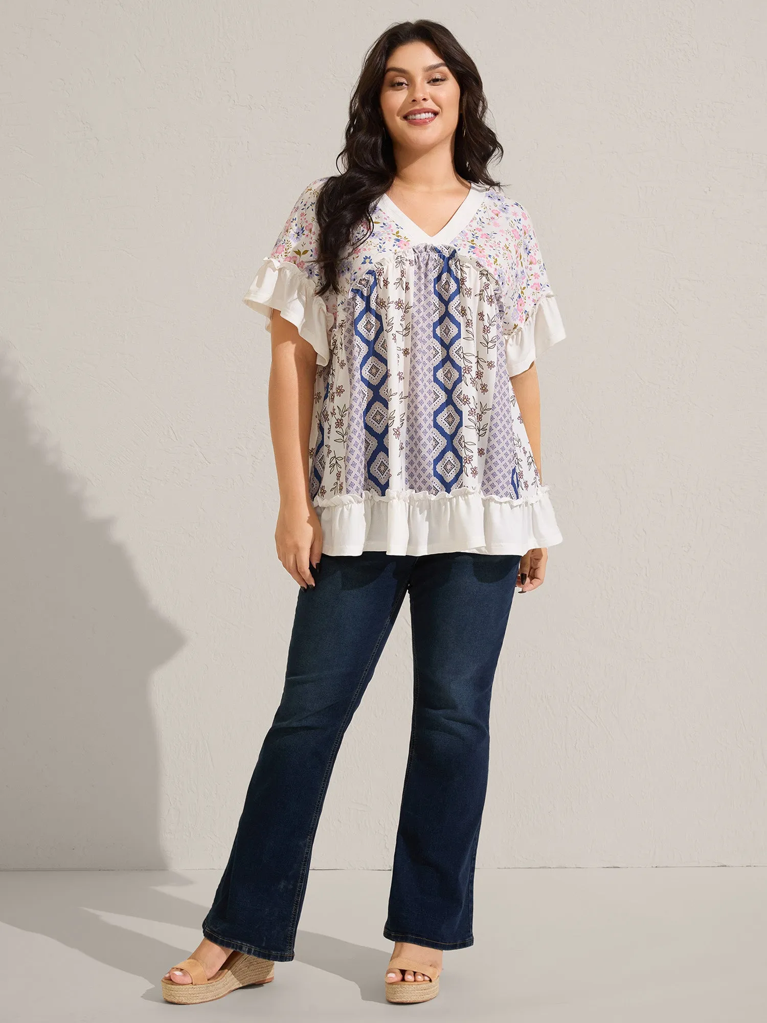 Floral Collage Print Knit Top sold by Bloomchic product image thumbnail 3