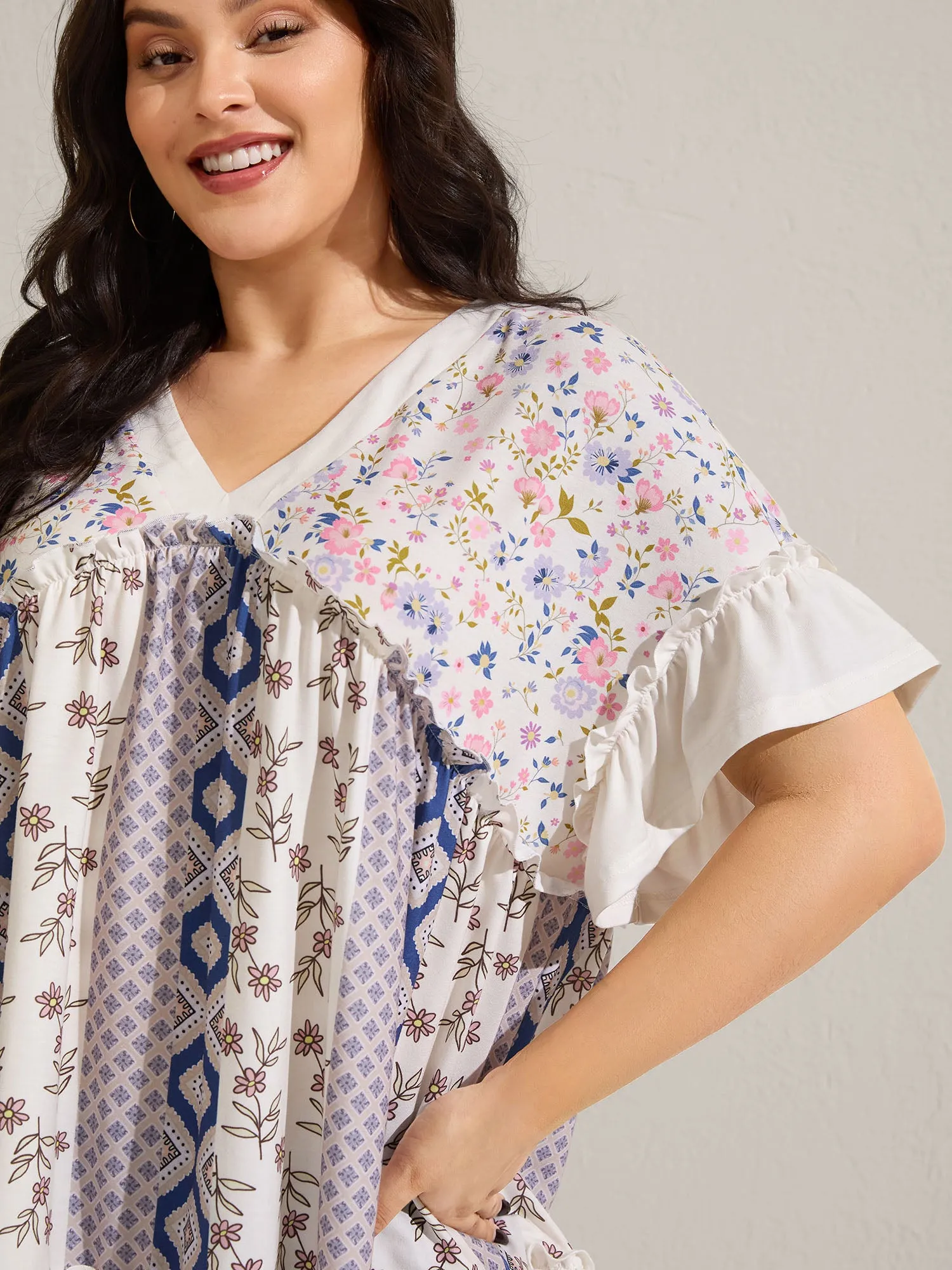 Floral Collage Print Knit Top sold by Bloomchic product image thumbnail 2