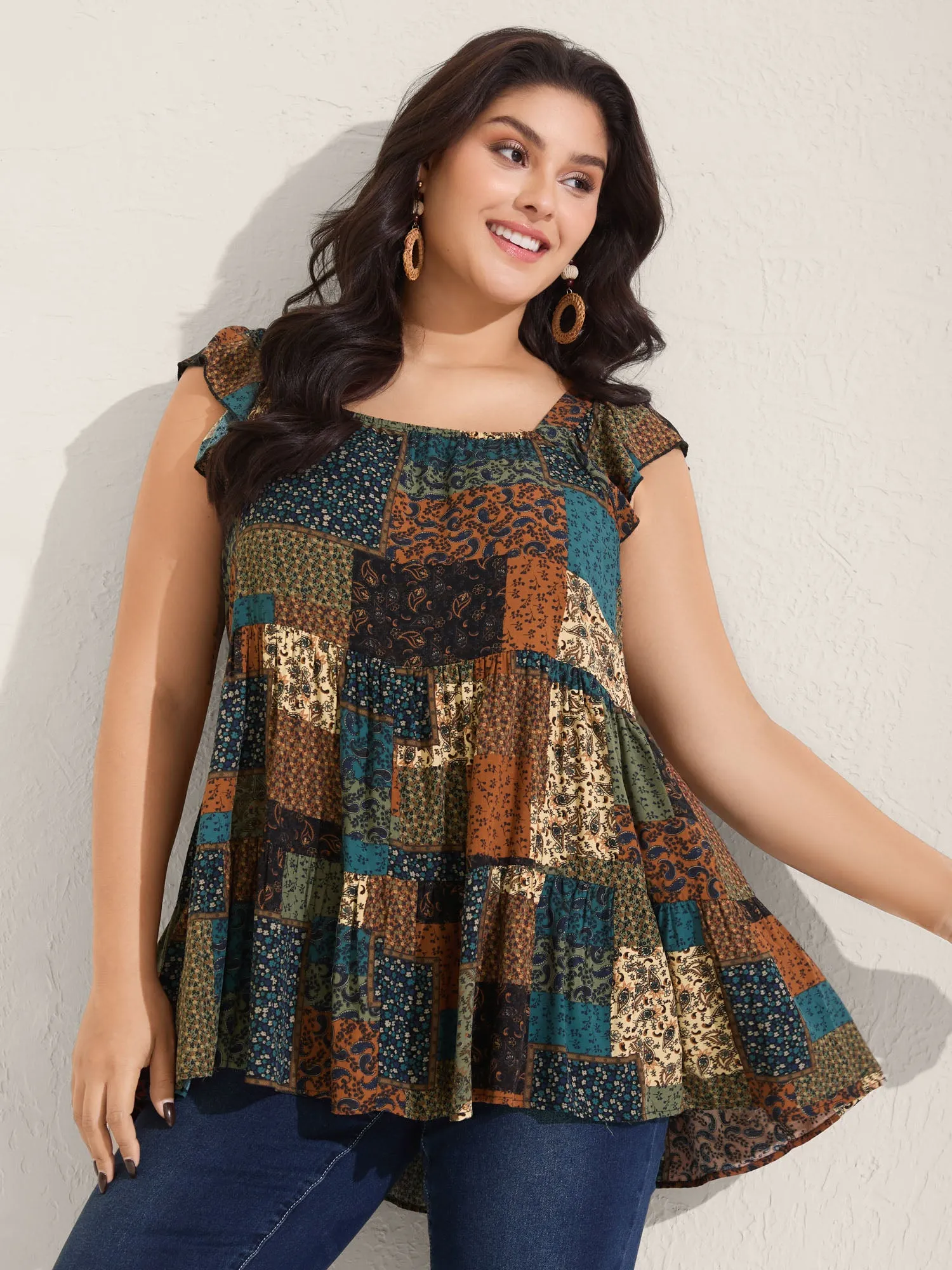 Floral Collage Print Layered Tank Top sold by Bloomchic