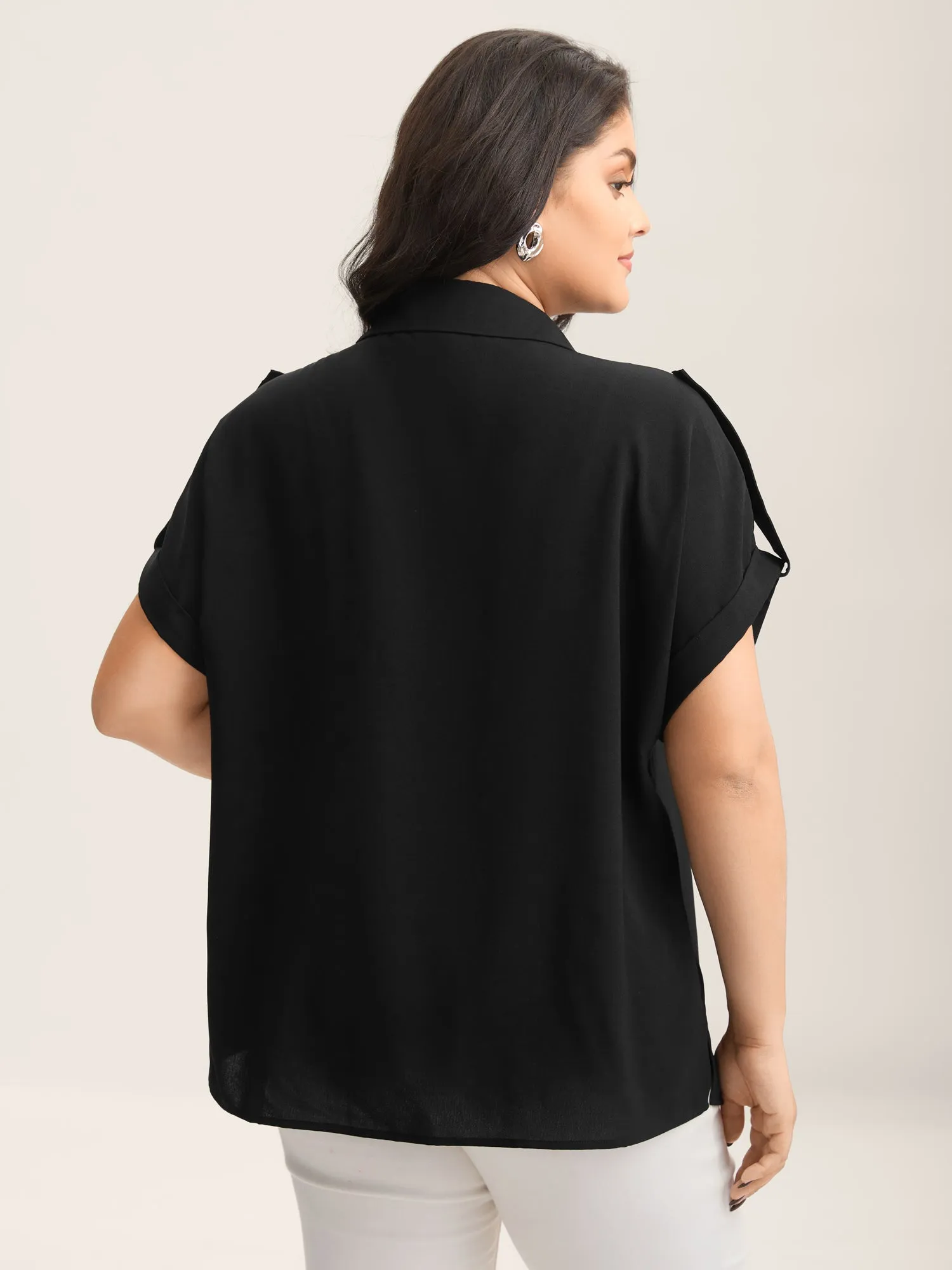 Button Placket Tab Sleeve Blouse sold by Bloomchic product image thumbnail 4