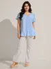 Rayon Lace Trim Spliced Blouse sold by Bloomchic
