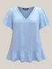 Rayon Lace Trim Spliced Blouse sold by Bloomchic