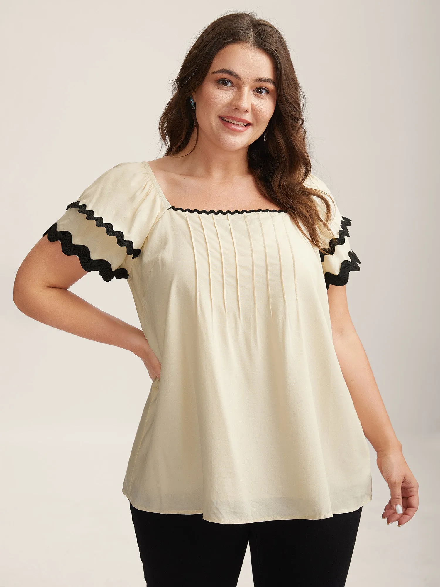 Color Block Layered Sleeve Blouse sold by Bloomchic