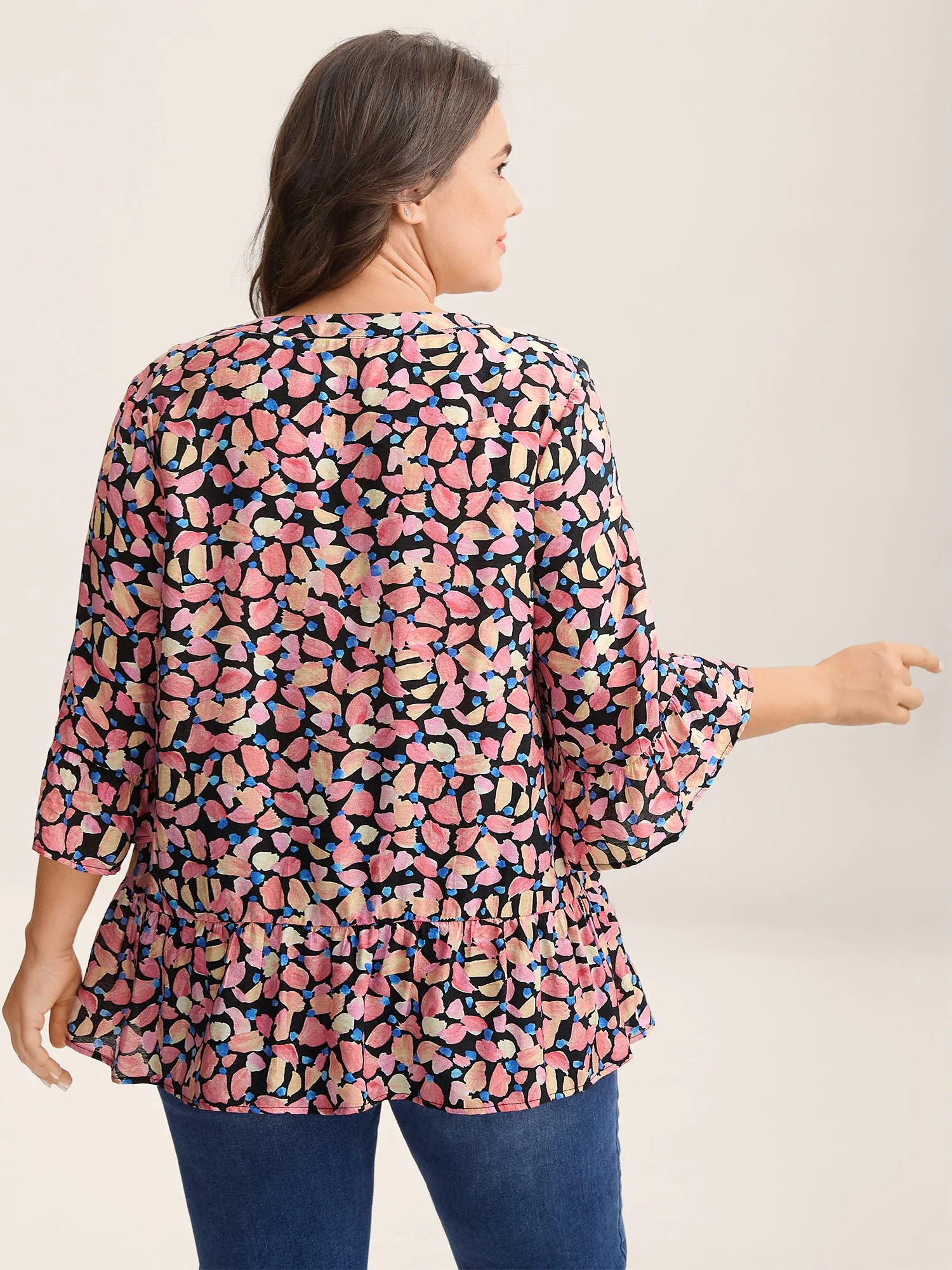 Floral Notched Collar Button Detail Blouse sold by Bloomchic product image thumbnail 4