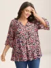 Floral Notched Collar Button Detail Blouse sold by Bloomchic