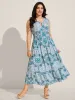 Rayon Paisley Print Layered Midi Dress sold by Bloomchic