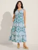 Rayon Paisley Print Layered Midi Dress sold by Bloomchic