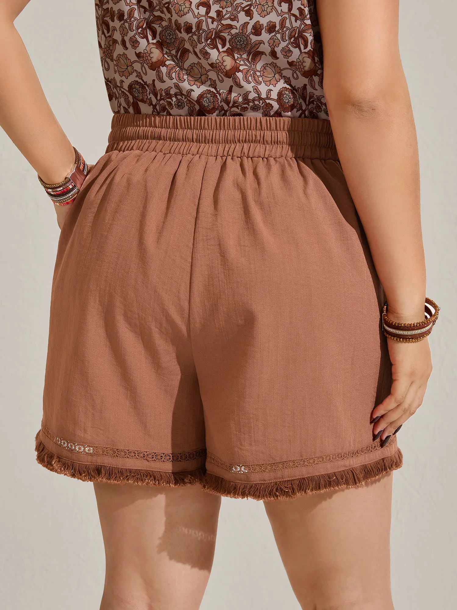 Tassel Hem Solid Shorts sold by Bloomchic product image thumbnail 5