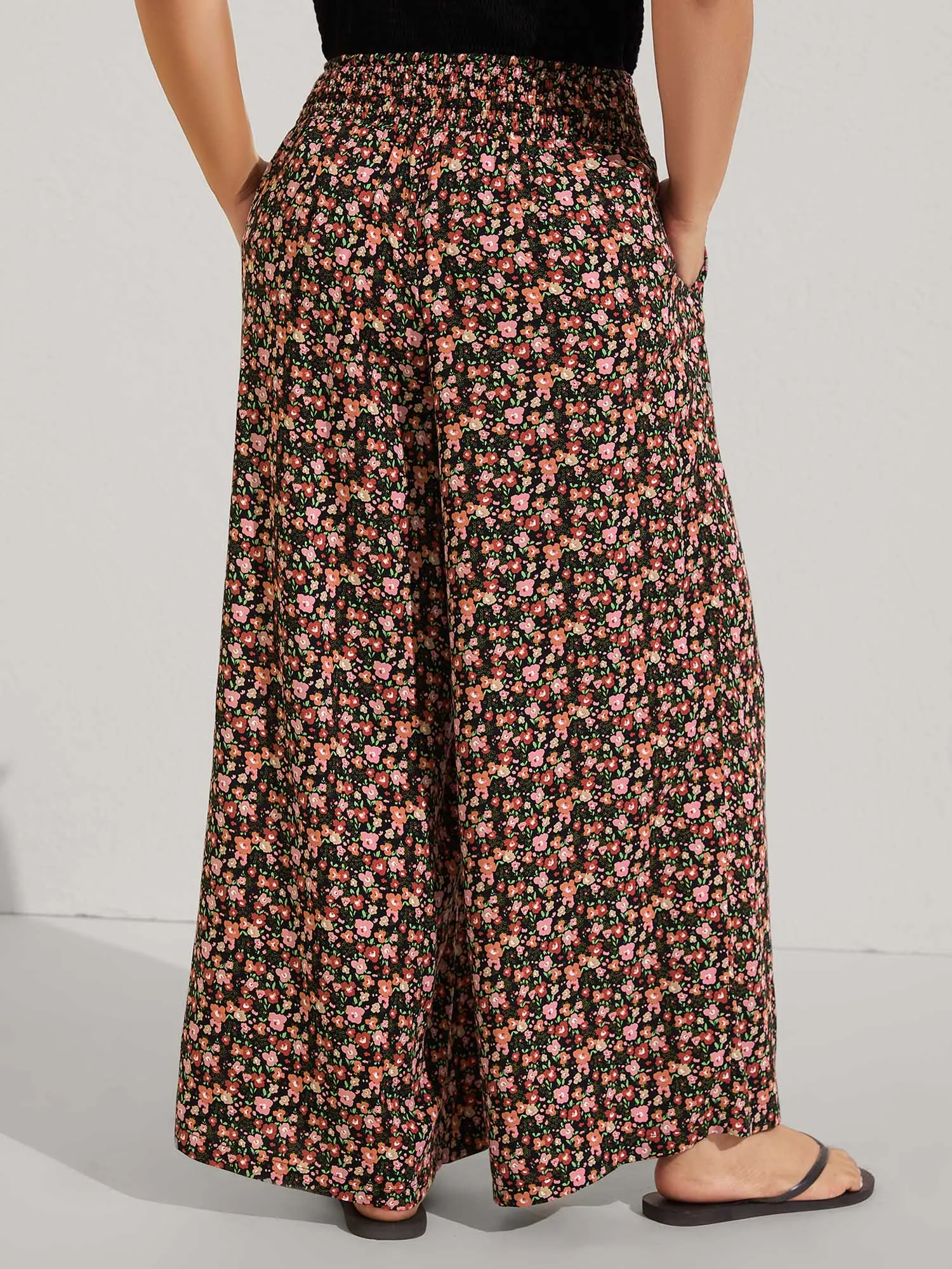 Shirred Waist Ditsy Floral Wide-Leg Pants sold by Bloomchic product image thumbnail 4