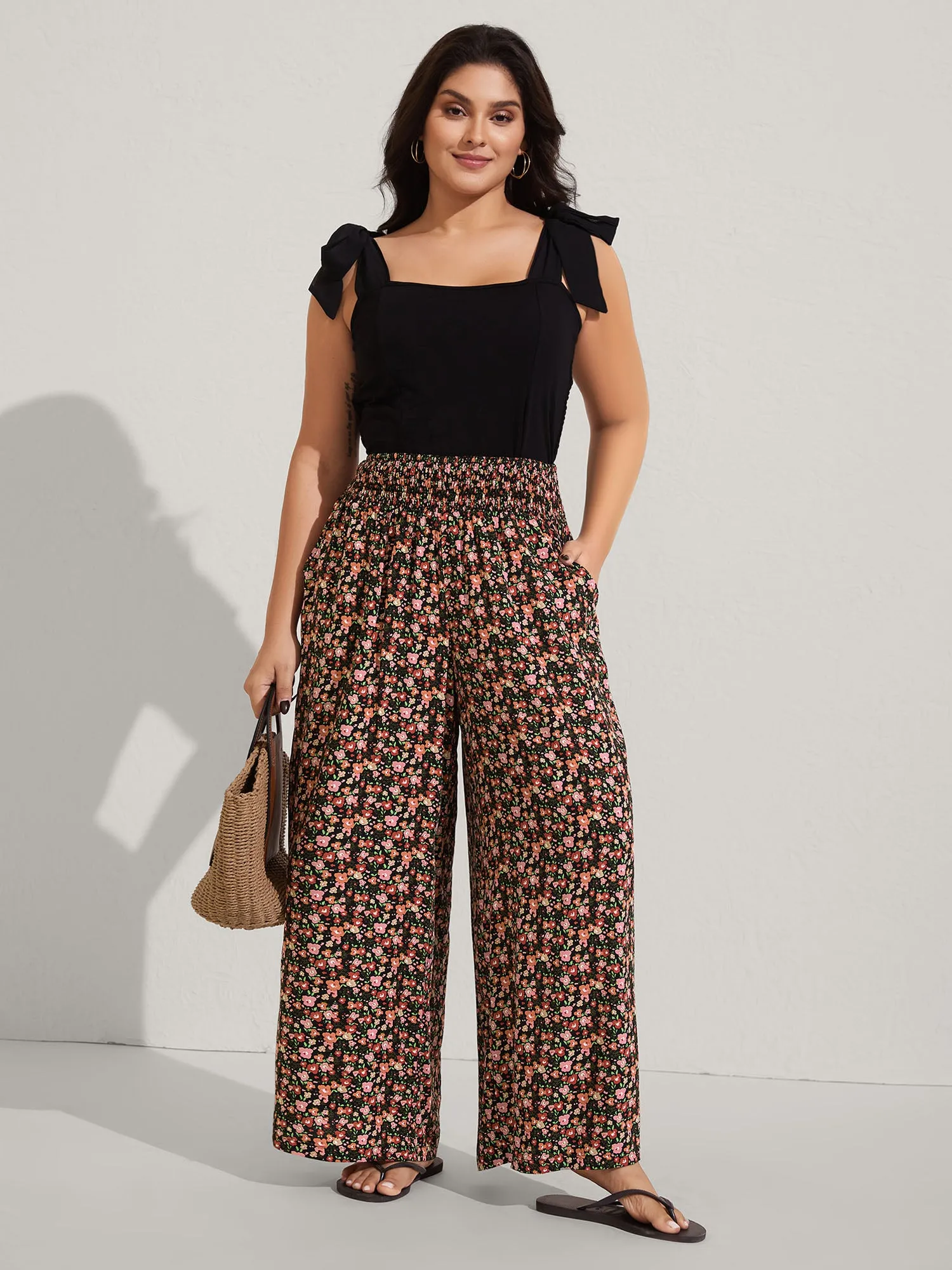 Shirred Waist Ditsy Floral Wide-Leg Pants sold by Bloomchic product image thumbnail 2