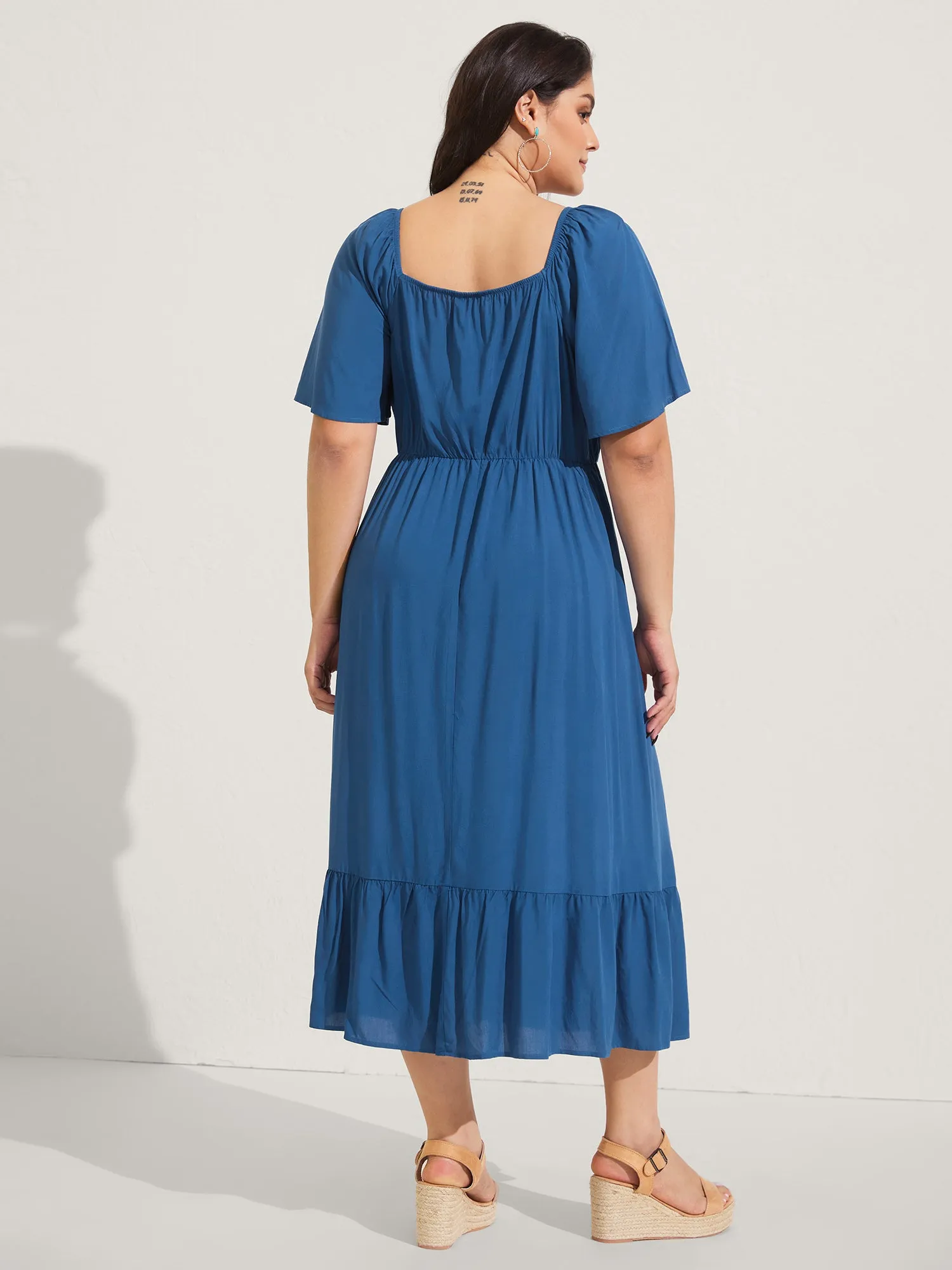 Rayon Lace Pleated Tiered Midi Dress sold by Bloomchic product image thumbnail 4