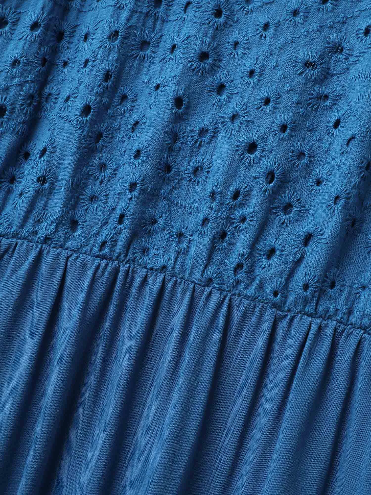 Rayon Lace Pleated Tiered Midi Dress sold by Bloomchic product image thumbnail 5