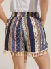 Boho Print Tassels Hem Shorts sold by Bloomchic