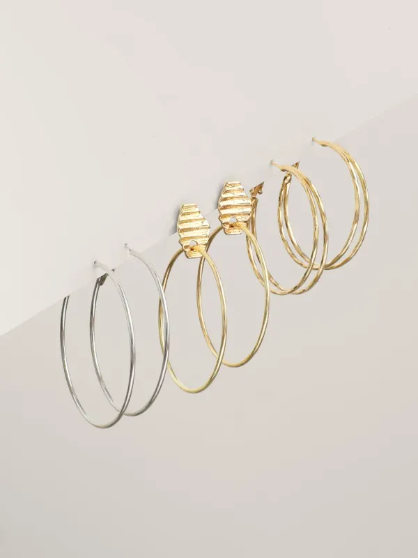 Tiered Versatile Hoop Earrings Set sold by Bloomchic