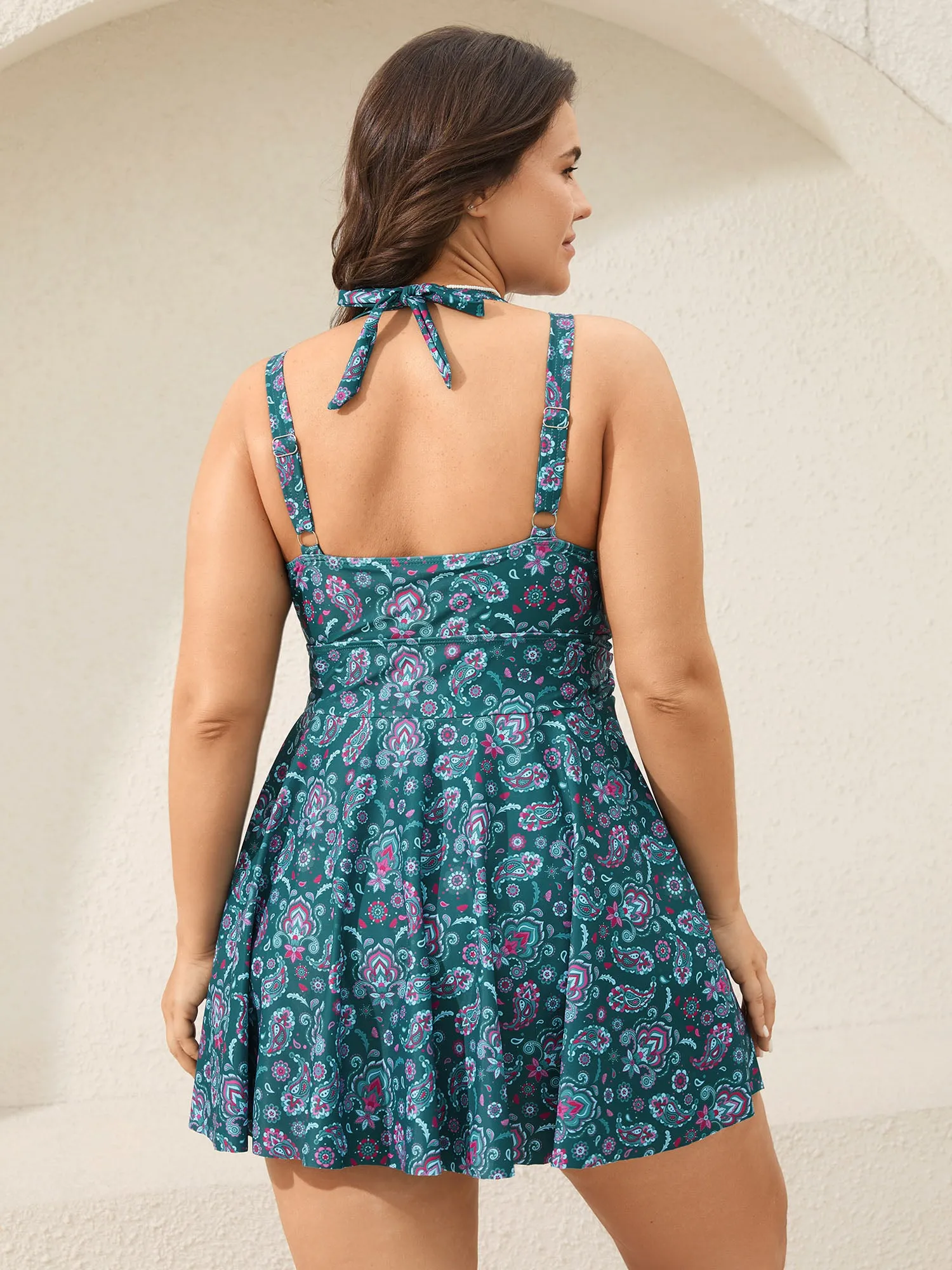 Paisley Print Anti Float Tie One-Piece Swimsuit sold by Bloomchic product image thumbnail 2