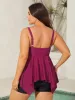 Ruffle Collar Hi-Low Hem Swim Top sold by Bloomchic