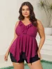 Ruffle Collar Hi-Low Hem Swim Top sold by Bloomchic