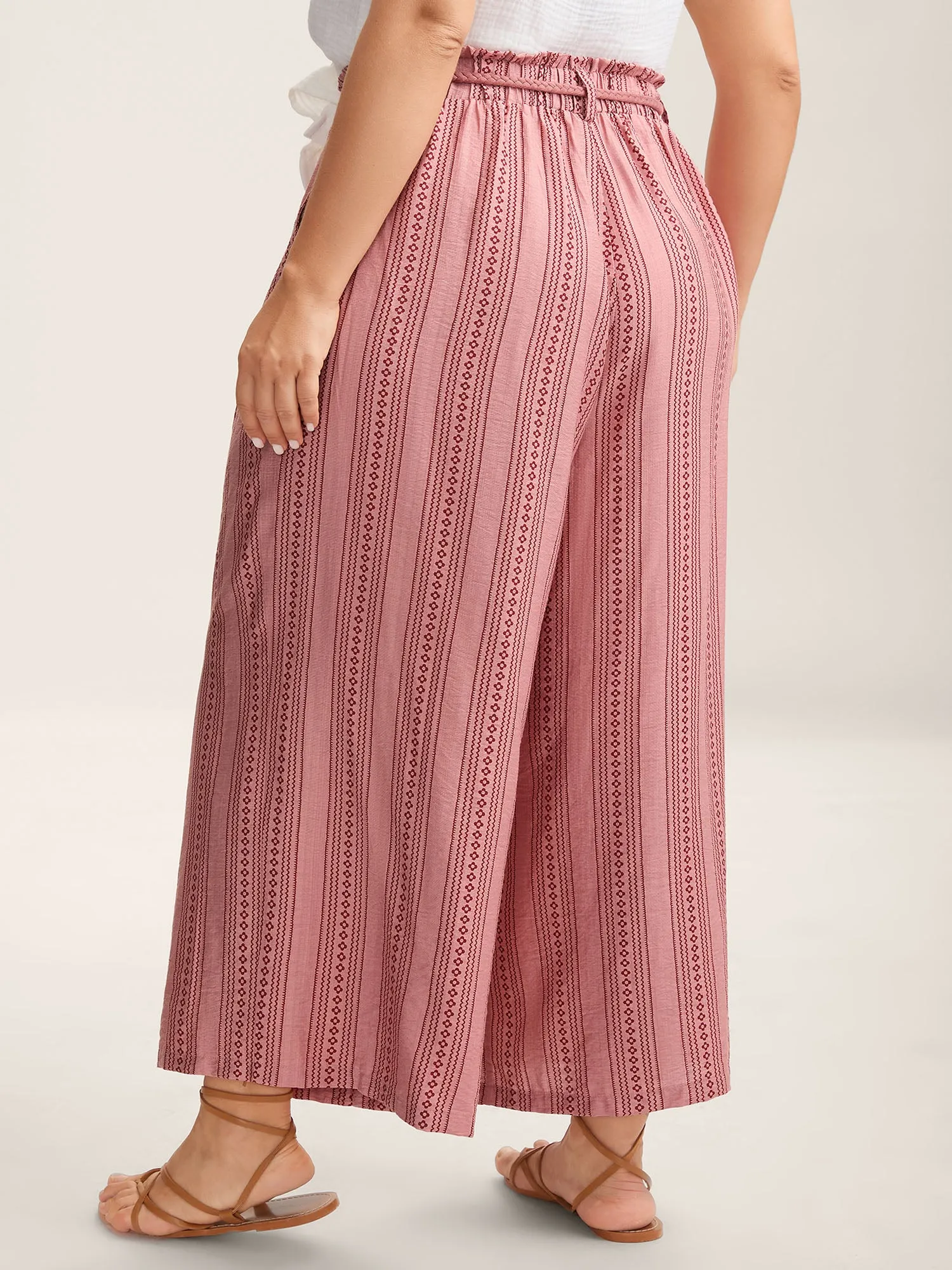 Stripe Print Drawstring Wide-Leg Pants sold by Bloomchic product image thumbnail 4