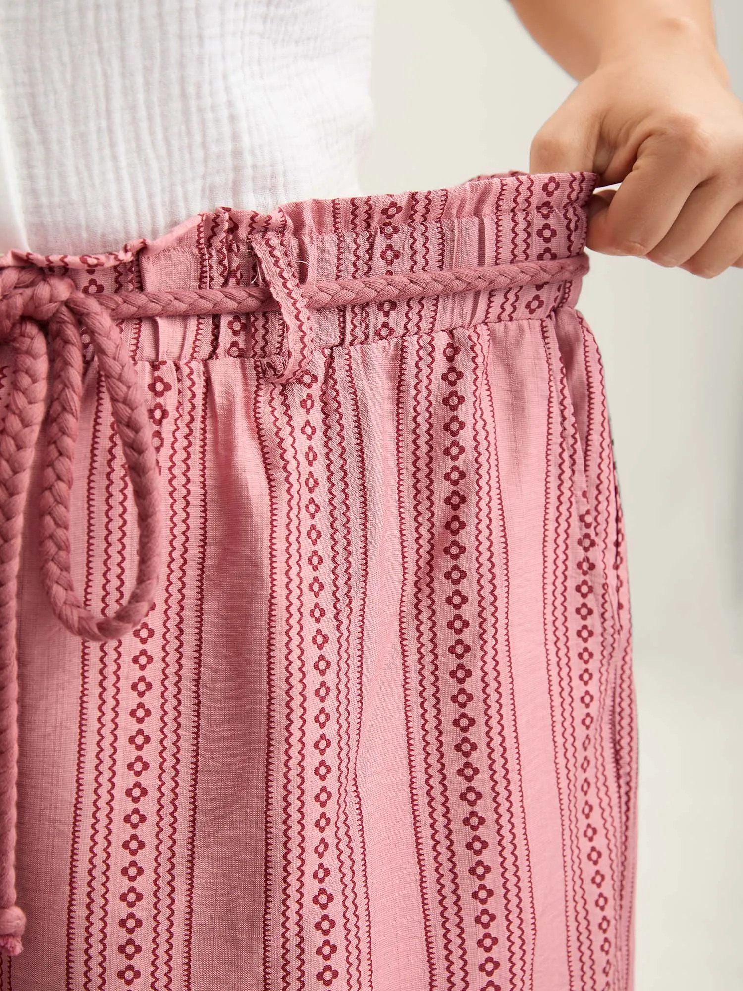 Stripe Print Drawstring Wide-Leg Pants sold by Bloomchic product image thumbnail 3