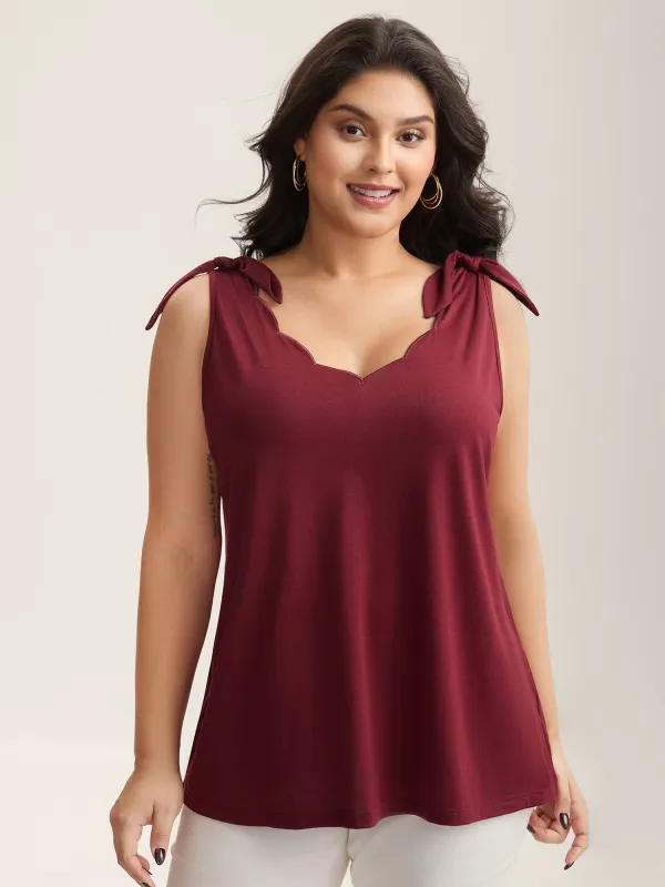 Supersoft Stretchy Scalloped Neck Tank Top sold by Bloomchic