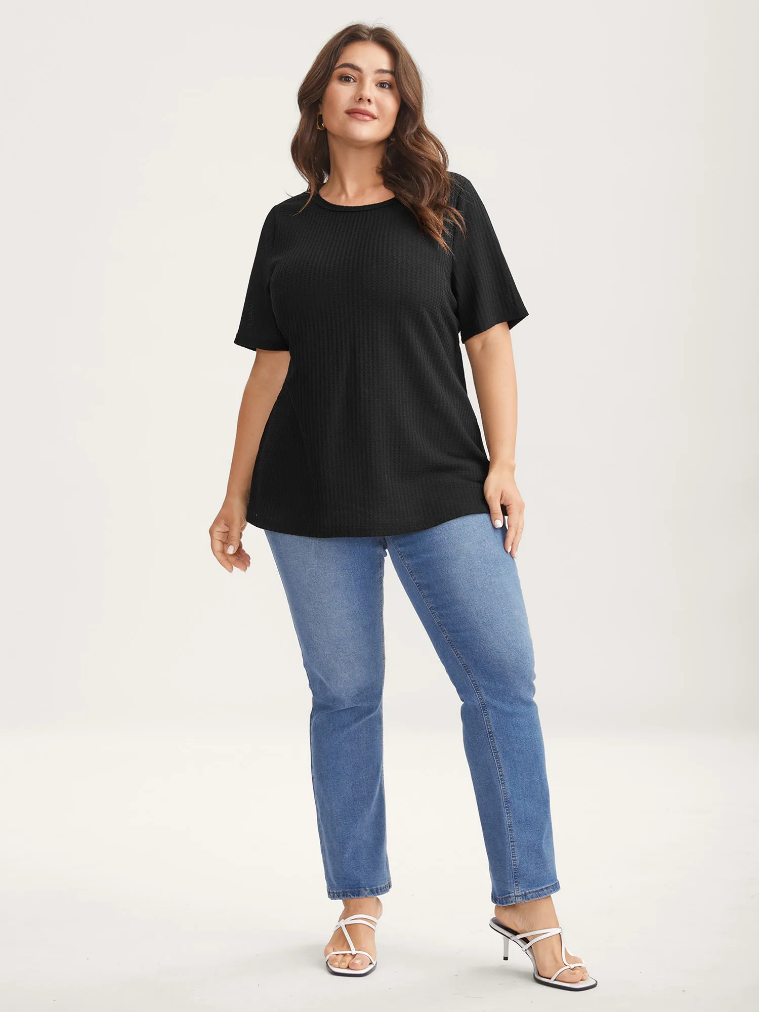 Waffle Grid Stretchy Overlap Back Top sold by Bloomchic product image thumbnail 3