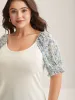 Floral Puff Sleeve Textured T-Shirt sold by Bloomchic