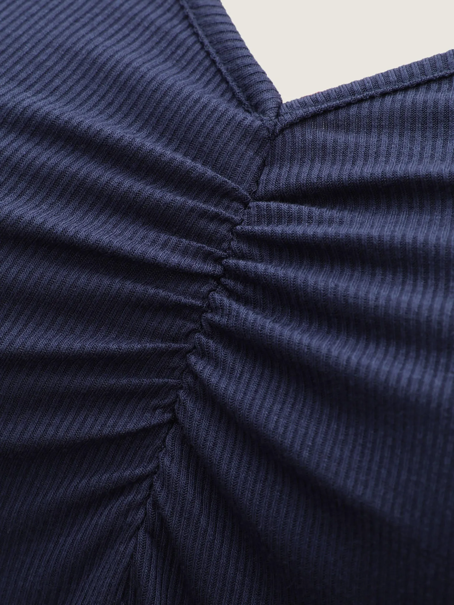 Pleated Neckline Slim-Fit Plain T-Shirt sold by Bloomchic product image thumbnail 5