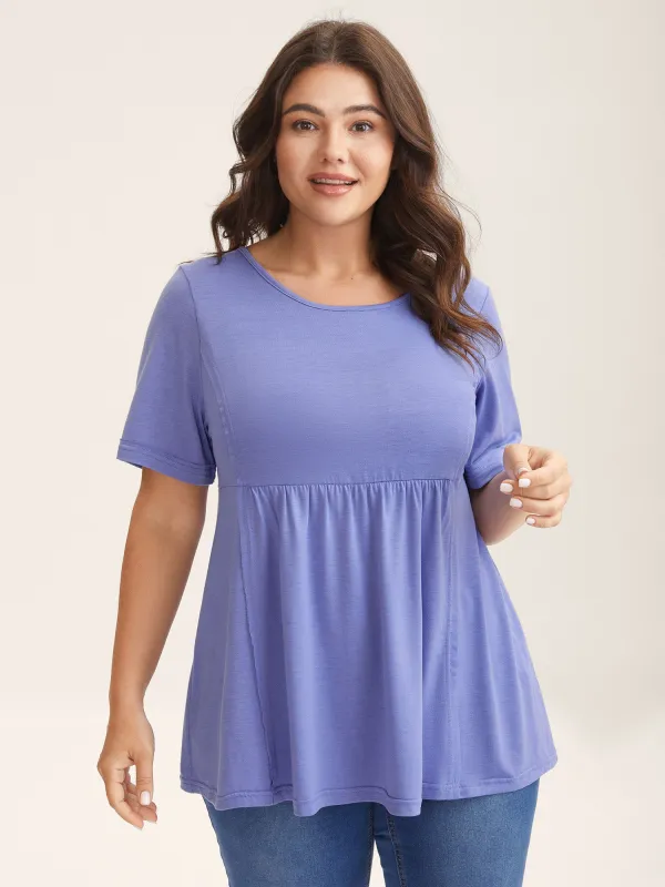 Slim Cut Plain Knit Round Neck Top sold by Bloomchic