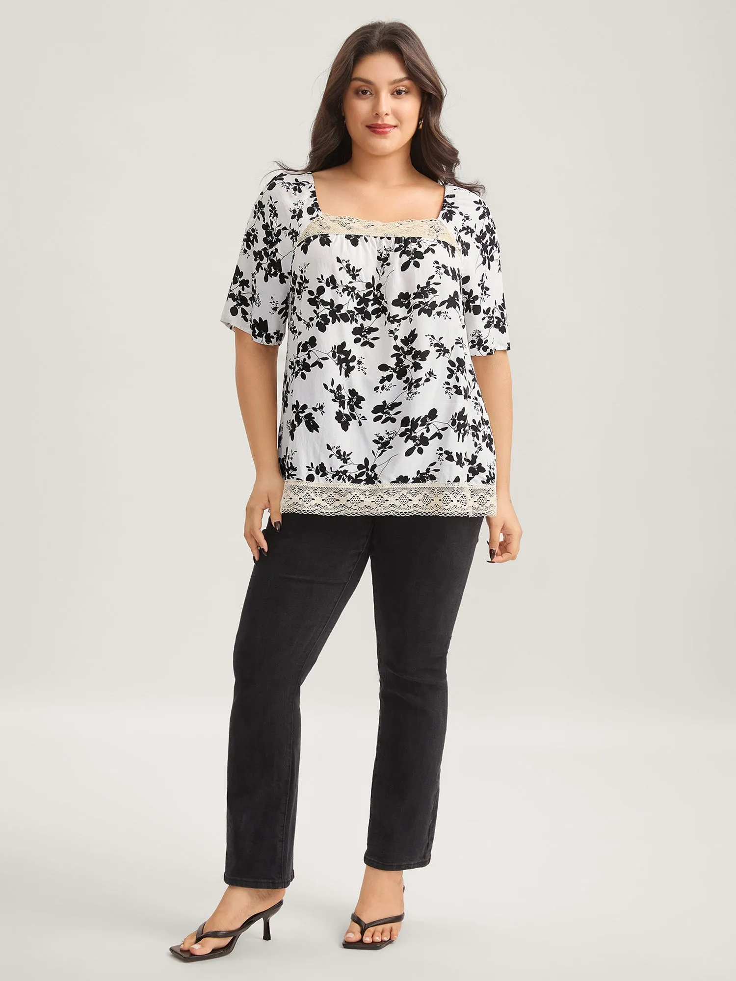 Silhouette Floral Lace Detail Blouse sold by Bloomchic product image thumbnail 3