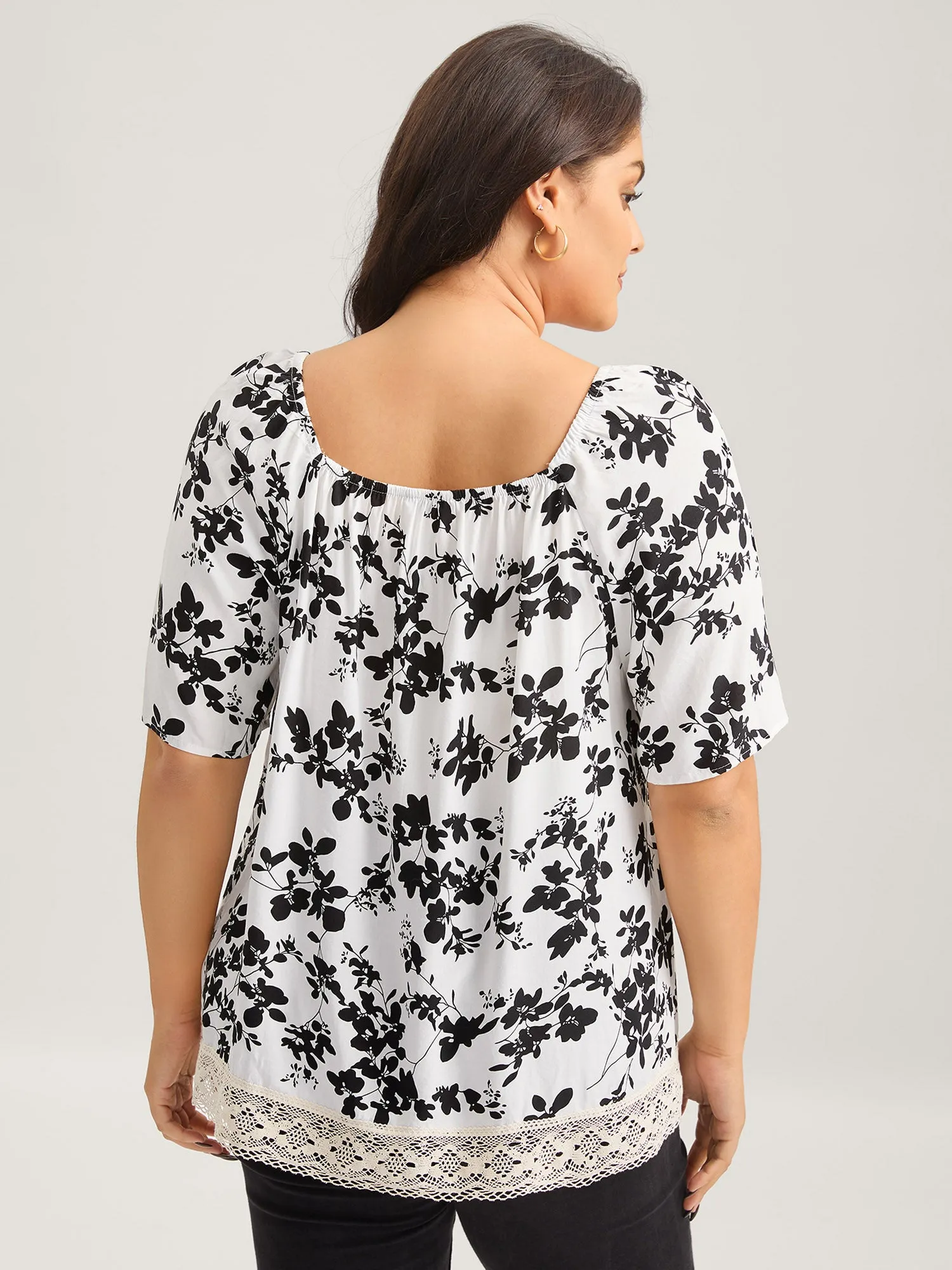 Silhouette Floral Lace Detail Blouse sold by Bloomchic product image thumbnail 4
