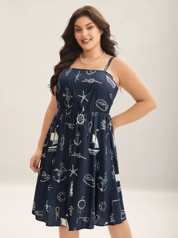 Sea Elements Adjustable Strap Midi Dress sold by Bloomchic