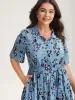 Floral Print Collar Belted Midi Dress sold by Bloomchic