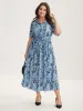 Floral Print Collar Belted Midi Dress sold by Bloomchic