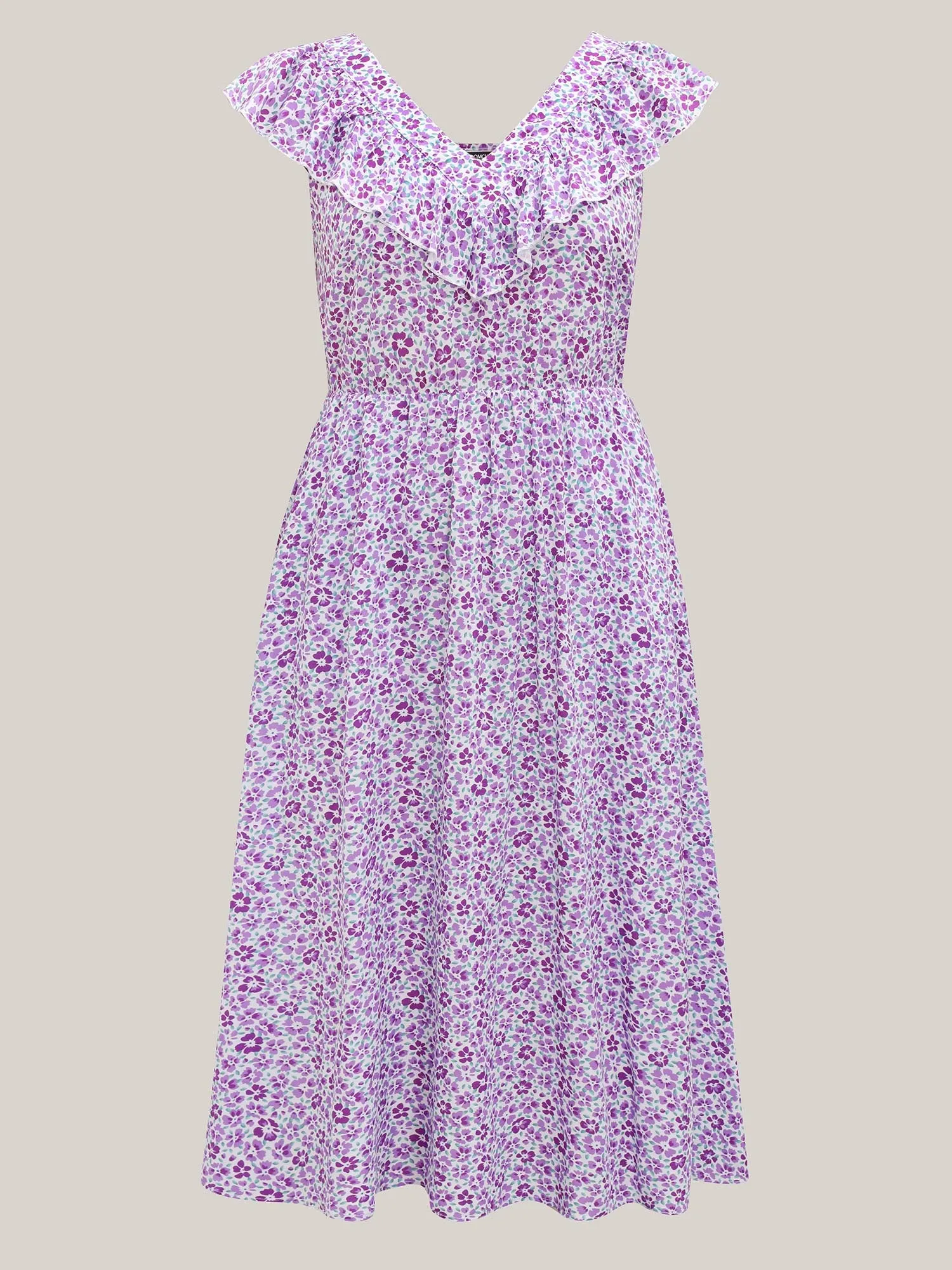 Soft Floral Print Pockets Ruffled Midi Dress sold by Bloomchic product image thumbnail 5